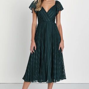 Lulu's Deep Teal Midi Dress